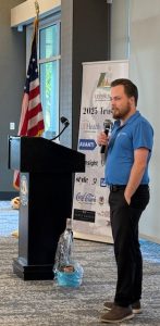 Coleton Likens presenting at the Leesburg Chamber of Commerce breakfast, representing Clik Marketing LLC